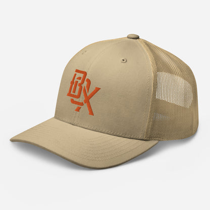 "BOX" Retro Trucker Hat | Yupoong 6606 | E Luna CLASSIC Solocrest 1 Orange Thread Front Logo