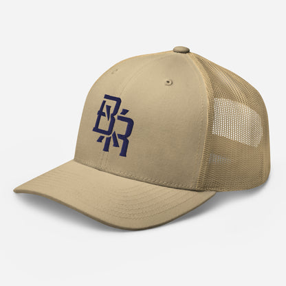 "BXR" Retro Trucker Hat | Yupoong 6606 | E Luna CLASSIC Solocrest 1 Navy Thread Front Logo