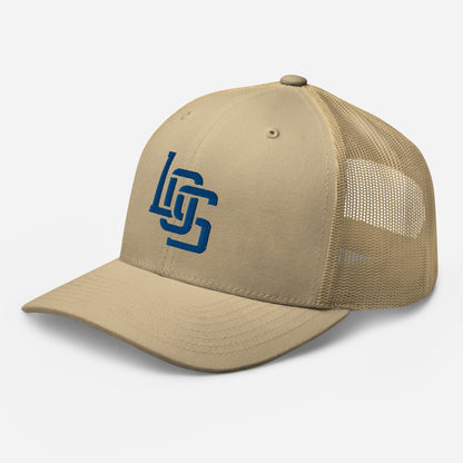 "LOS" Retro Trucker Hat | Yupoong 6606 | E Luna CLASSIC Solocrest 1 Royal Thread Front Logo