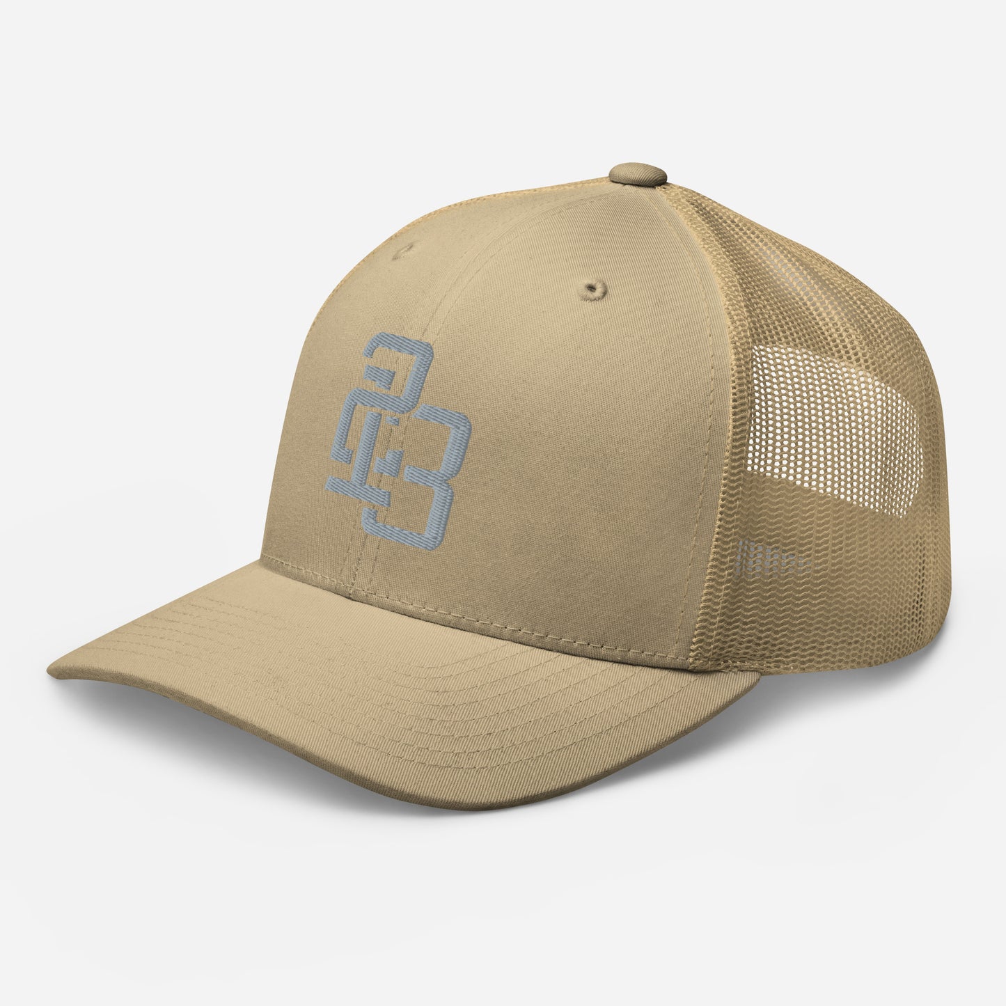 "213" Retro Trucker Hat | Yupoong 6606 | E Luna CLASSIC Solocrest 1 Grey Thread Front Logo