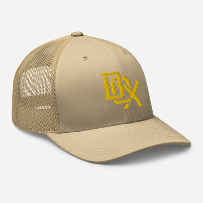 "BOX" Retro Trucker Hat | Yupoong 6606 | E Luna CLASSIC Solocrest 1 Gold Thread Front Logo