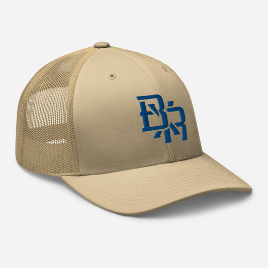 "BXR" Retro Trucker Hat | Yupoong 6606 | E Luna CLASSIC Solocrest 1 Royal Thread Front Logo