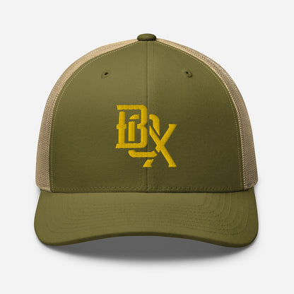 "BOX" Retro Trucker Hat | Yupoong 6606 | E Luna CLASSIC Solocrest 1 Gold Thread Front Logo