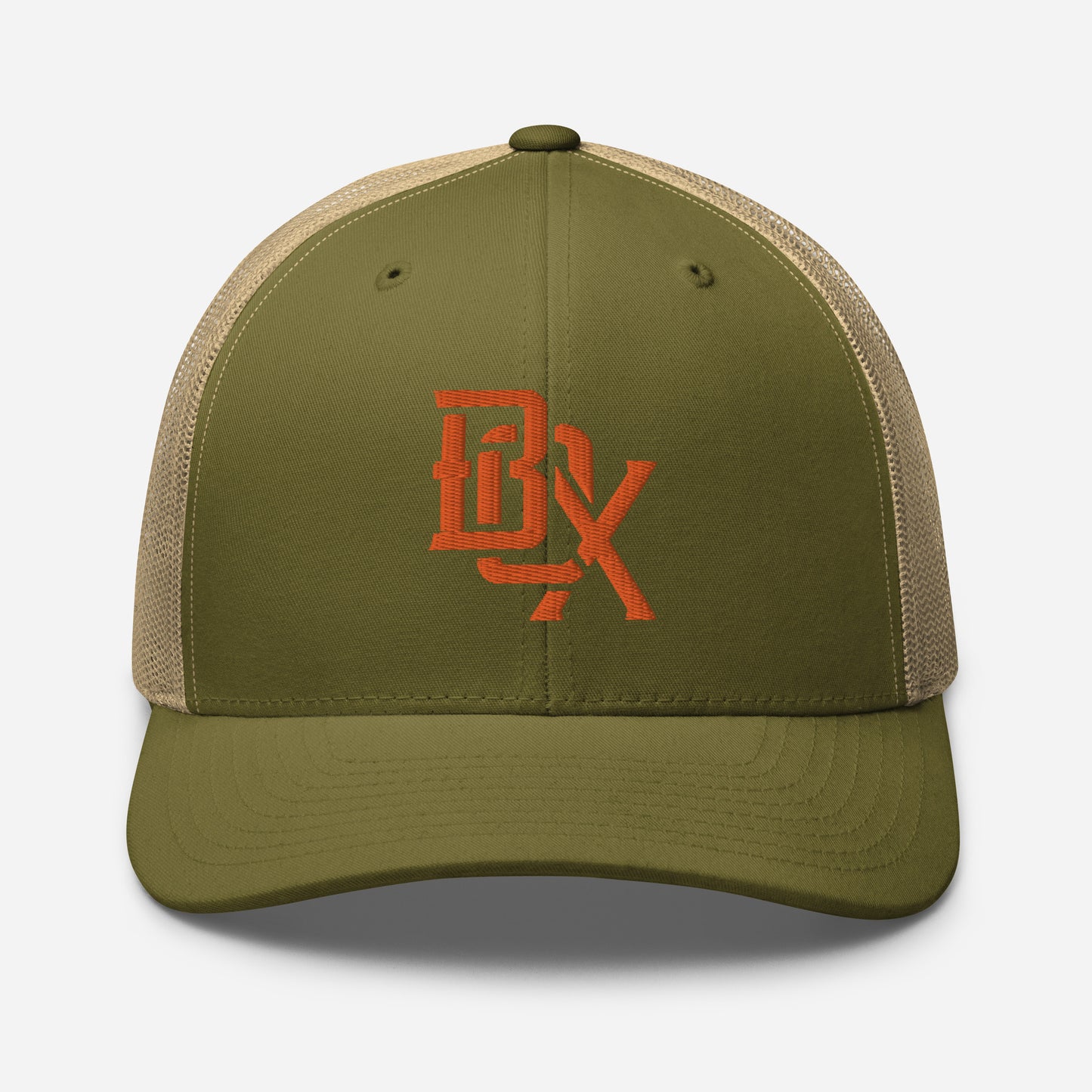 "BOX" Retro Trucker Hat | Yupoong 6606 | E Luna CLASSIC Solocrest 1 Orange Thread Front Logo