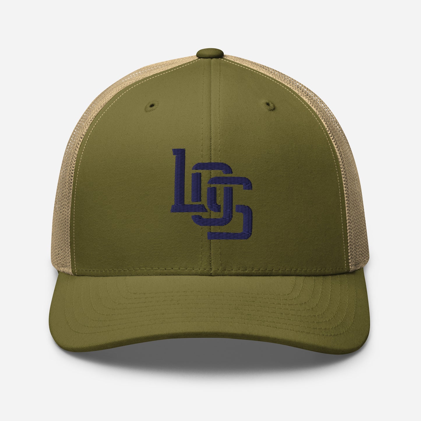 "LOS" Retro Trucker Hat | Yupoong 6606 | E Luna CLASSIC Solocrest 1 Navy Thread Front Logo