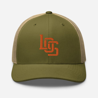 "LOS" Retro Trucker Hat | Yupoong 6606 | E Luna CLASSIC Solocrest 1 Orange Thread Front Logo