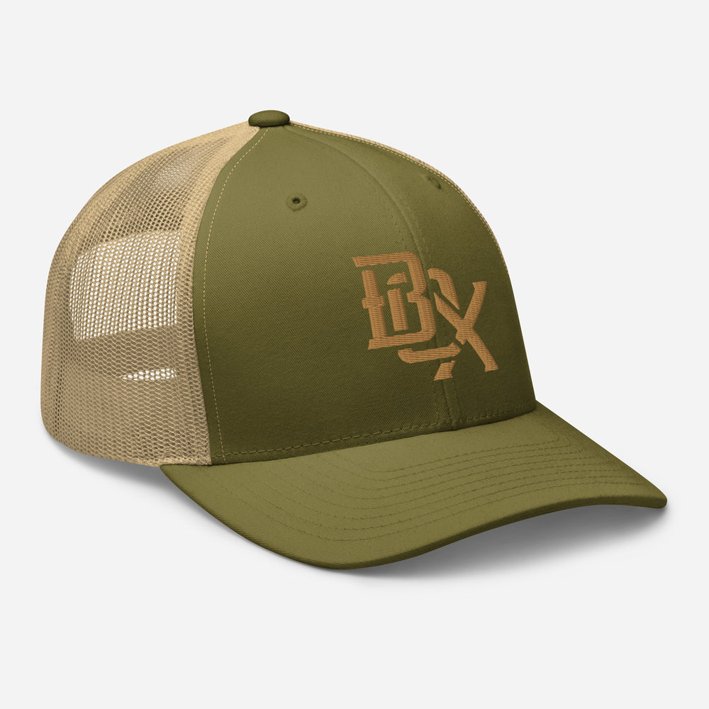 "BOX" Retro Trucker Hat | E Luna Brand CORE | 1 Old Gold Thread Logo