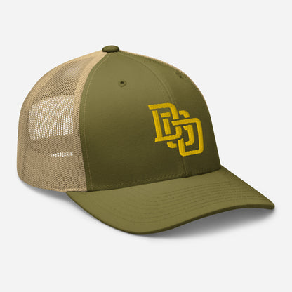 "DGO" Retro Trucker Hat | Yupoong 6606 | E Luna CLASSIC Solocrest 1 Gold Thread Front Logo