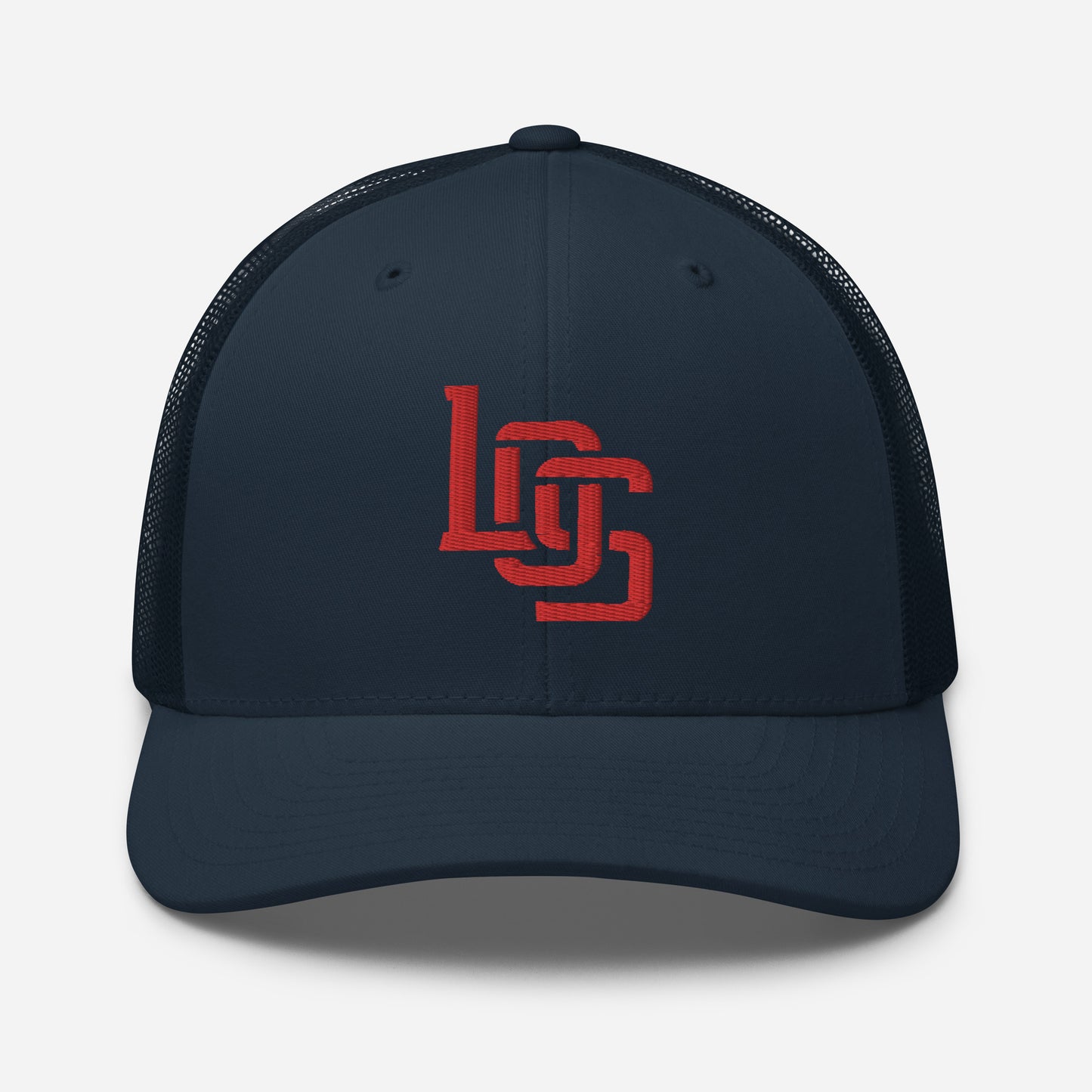 "LOS" Retro Trucker Hat | Yupoong 6606 | E Luna CLASSIC Solocrest 1 Red Thread Front Logo