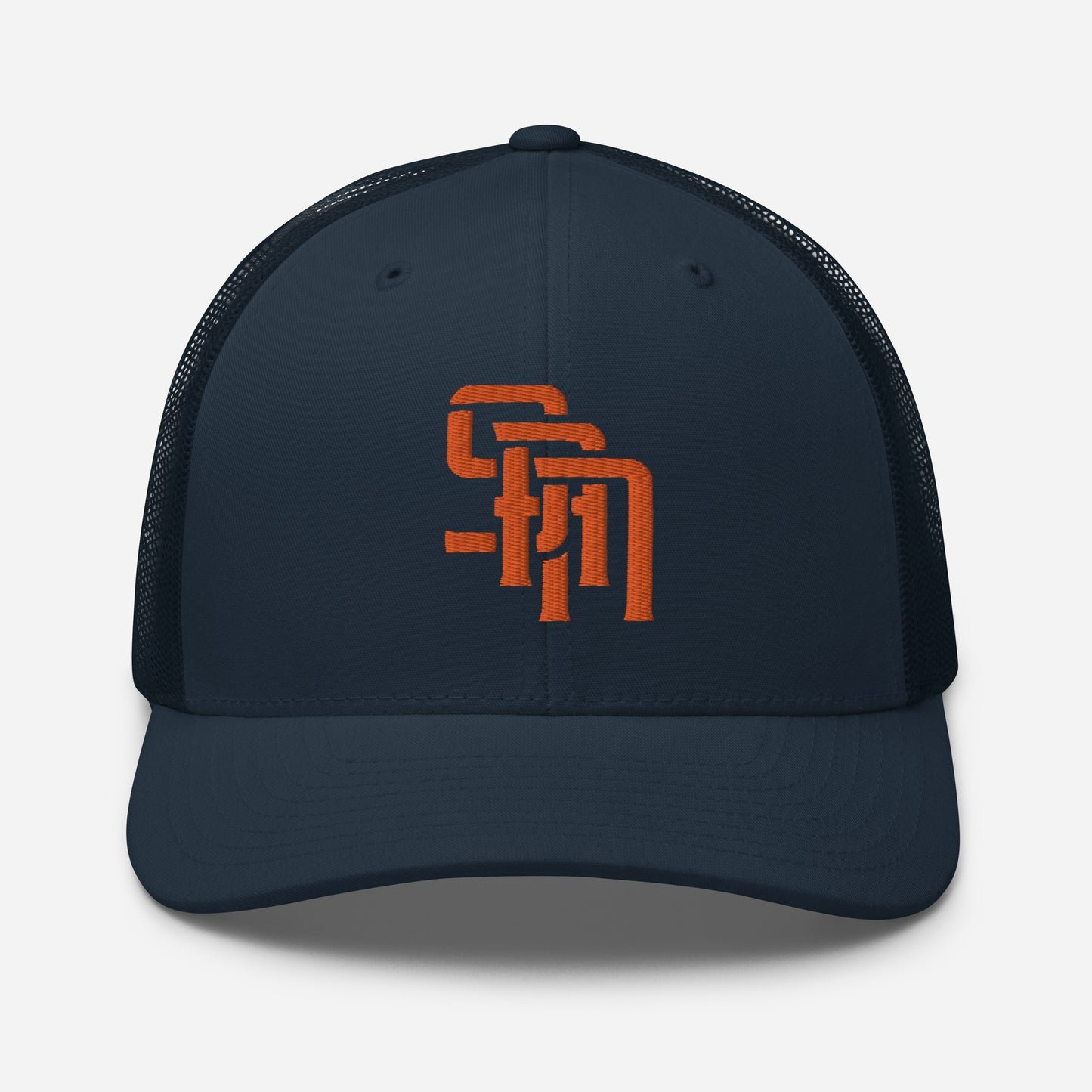 "SAN" Retro Trucker Hat | Yupoong 6606 | E Luna Brand CLASSIC Solocrest 1 Orange Thread Front Logo