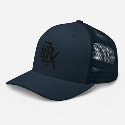 "BOX" Retro Trucker Hat | Yupoong 6606 | E Luna CLASSIC Solocrest 1 Black Thread Front Logo