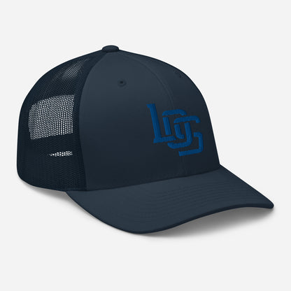 "LOS" Retro Trucker Hat | Yupoong 6606 | E Luna CLASSIC Solocrest 1 Royal Thread Front Logo