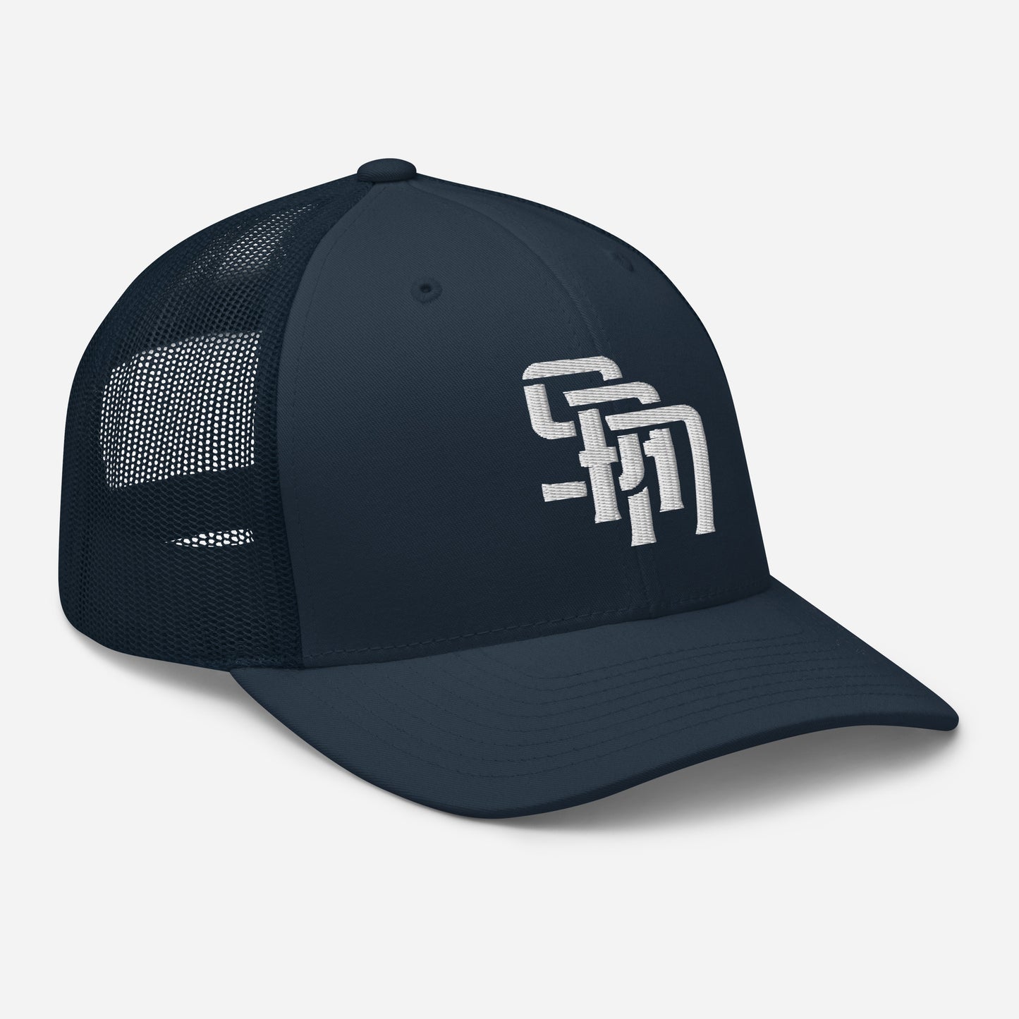 "SAN" Retro Trucker Hat | Yupoong 6606 | E Luna Brand CLASSIC Solocrest 1 White Thread Front Logo