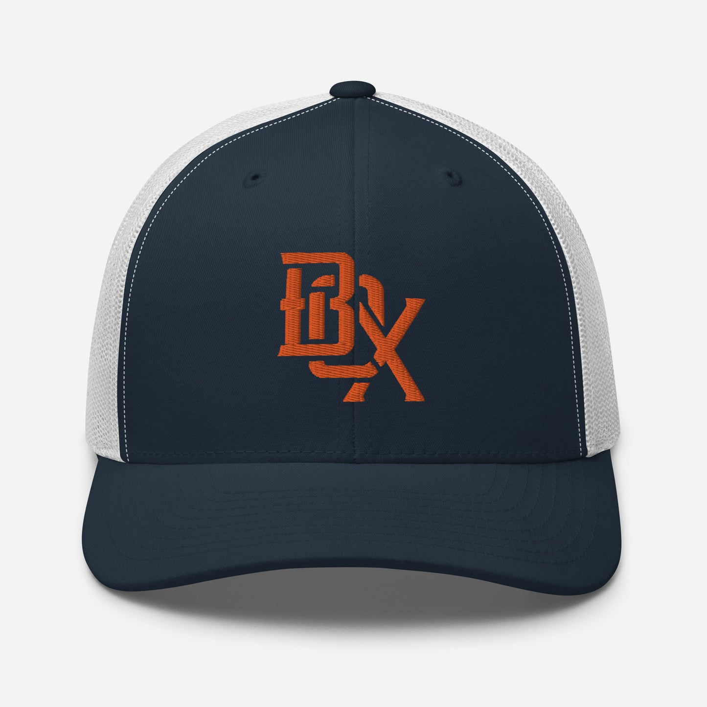 "BOX" Retro Trucker Hat | Yupoong 6606 | E Luna CLASSIC Solocrest 1 Orange Thread Front Logo