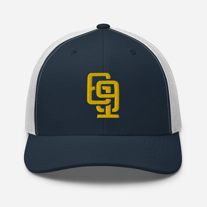 "619" Retro Trucker Hat | Yupoong 6606 | E Luna Brand CLASSIC Solocrest 1 Gold Thread Front Logo