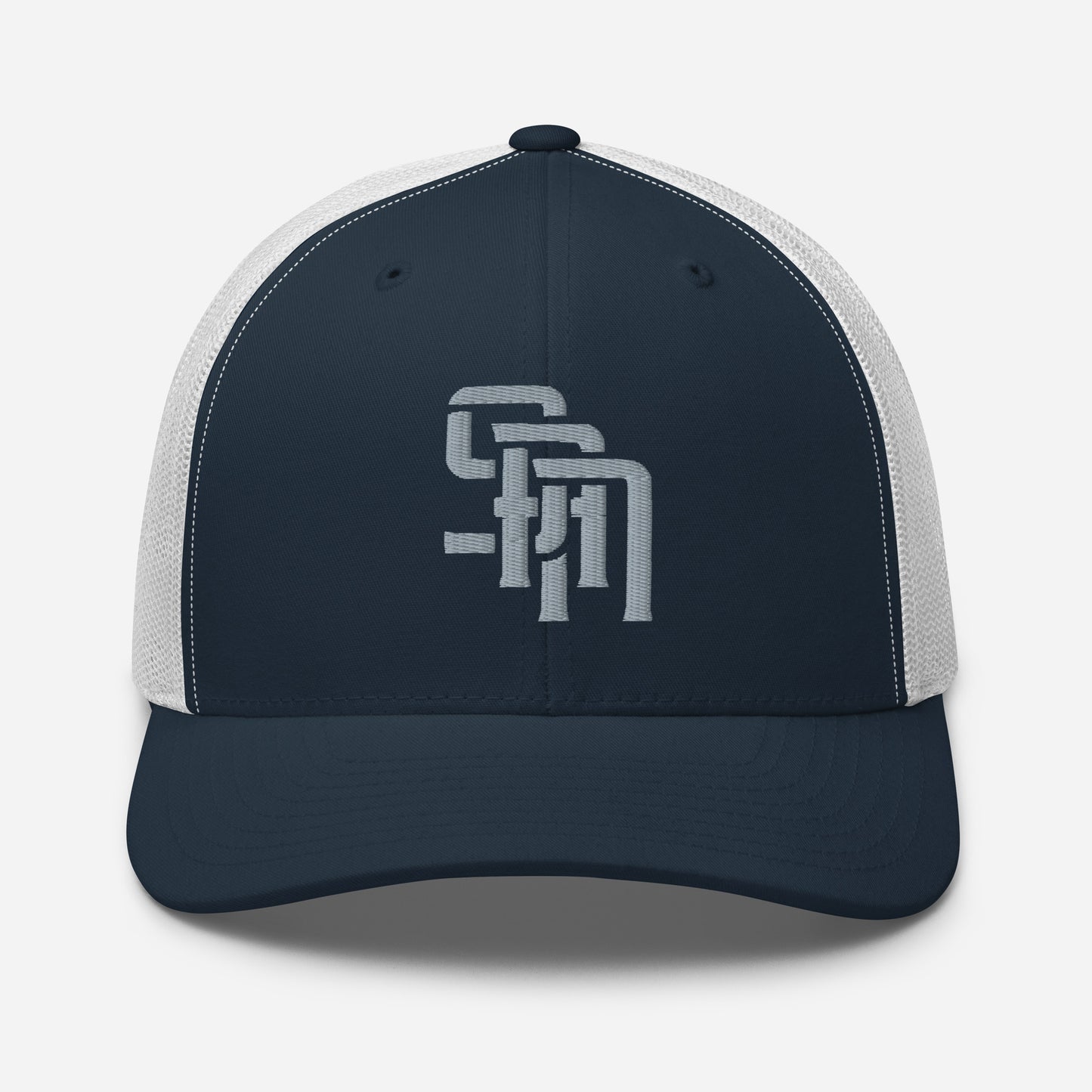 "SAN" Retro Trucker Hat | Yupoong 6606 | E Luna Brand CLASSIC Solocrest 1 Grey Thread Front Logo