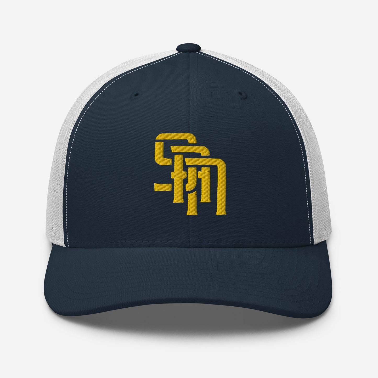 "SAN" Retro Trucker Hat | Yupoong 6606 | E Luna Brand CLASSIC Solocrest 1 Gold Thread Front Logo