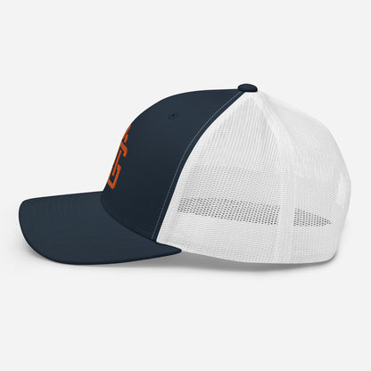 "ANG" Retro Trucker Hat | Yupoong 6606 | E Luna CLASSIC Solocrest 1 Orange Thread Front Logo