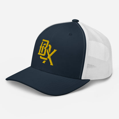 "BOX" Retro Trucker Hat | Yupoong 6606 | E Luna CLASSIC Solocrest 1 Gold Thread Front Logo