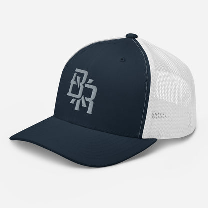 "BXR" Retro Trucker Hat | Yupoong 6606 | E Luna CLASSIC Solocrest 1 Grey Thread Front Logo