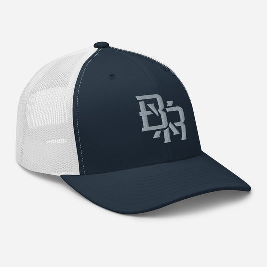 "BXR" Retro Trucker Hat | Yupoong 6606 | E Luna CLASSIC Solocrest 1 Grey Thread Front Logo