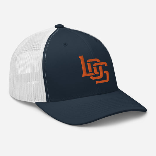 "LOS" Retro Trucker Hat | Yupoong 6606 | E Luna CLASSIC Solocrest 1 Orange Thread Front Logo