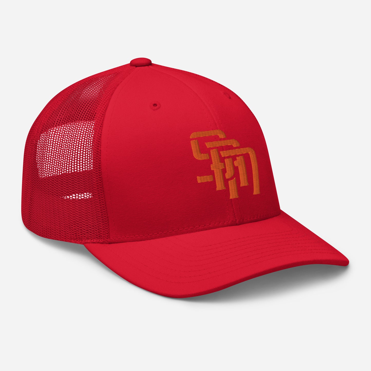 "SAN" Retro Trucker Hat | Yupoong 6606 | E Luna Brand CLASSIC Solocrest 1 Orange Thread Front Logo