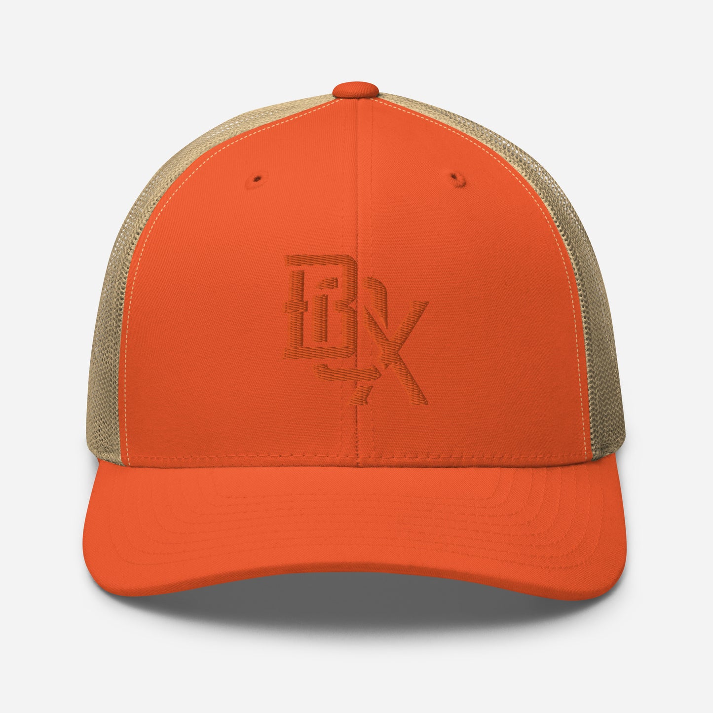 "BOX" Retro Trucker Hat | Yupoong 6606 | E Luna CLASSIC Solocrest 1 Orange Thread Front Logo