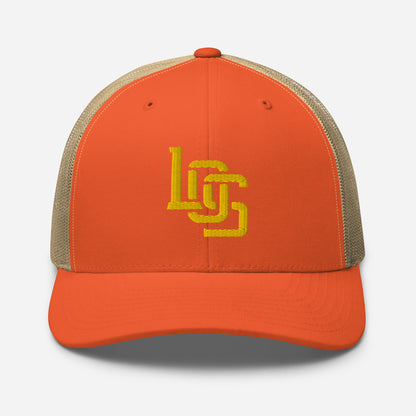 "LOS" Retro Trucker Hat | Yupoong 6606 | E Luna CLASSIC Solocrest 1 Gold Thread Front Logo