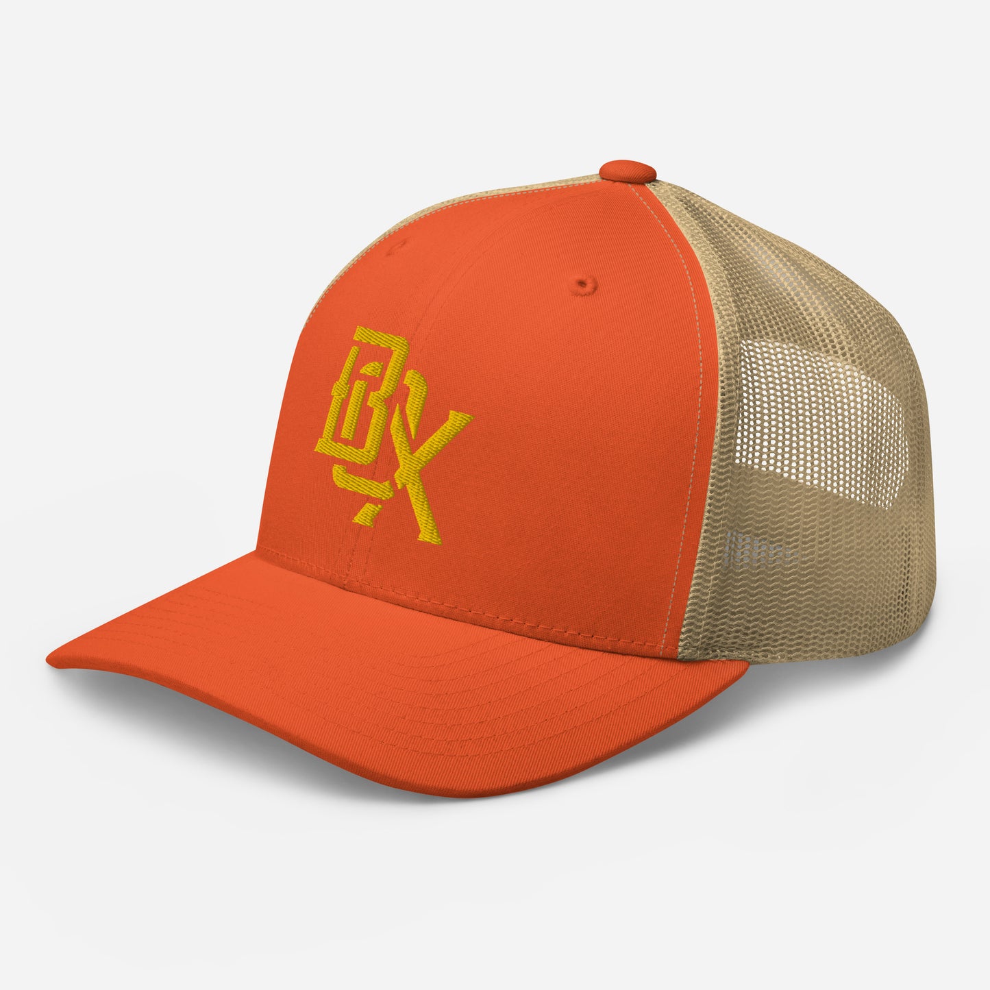 "BOX" Retro Trucker Hat | Yupoong 6606 | E Luna CLASSIC Solocrest 1 Gold Thread Front Logo