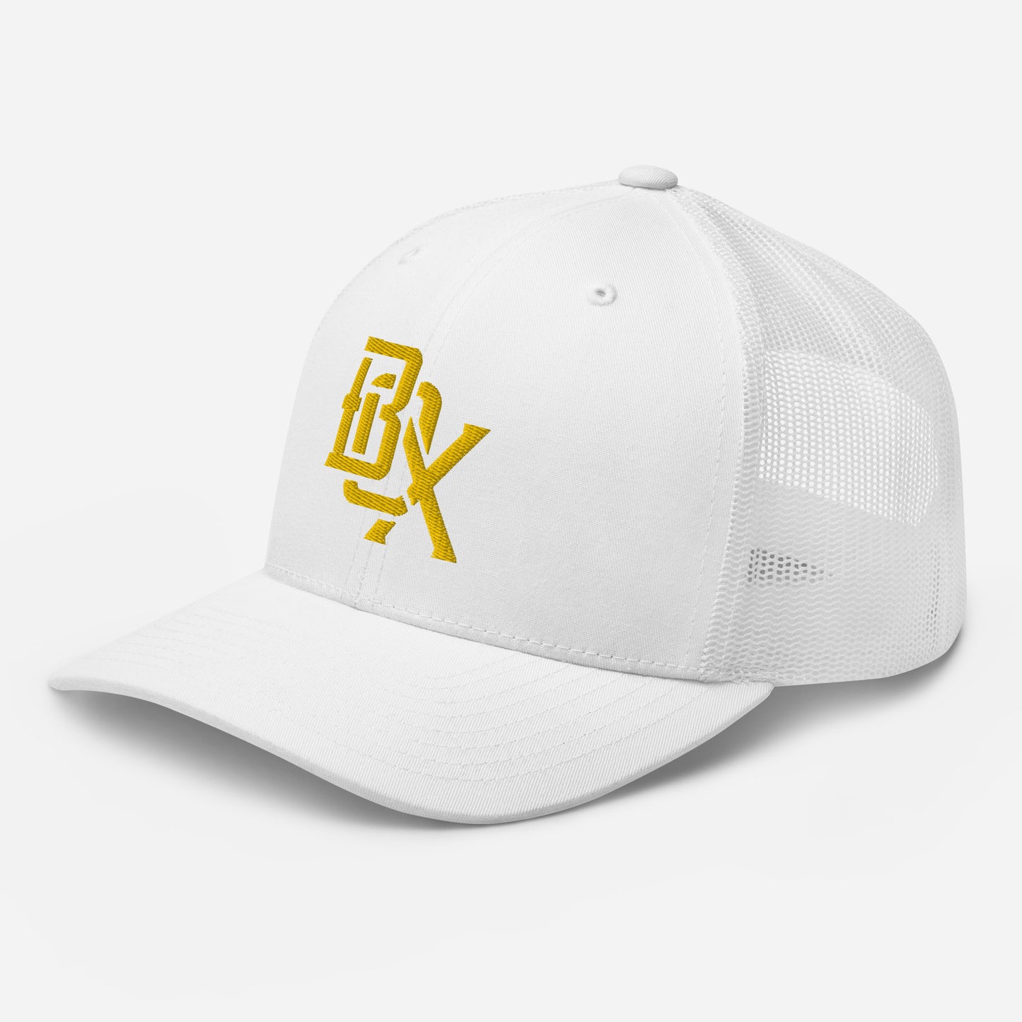 "BOX" Retro Trucker Hat | Yupoong 6606 | E Luna CLASSIC Solocrest 1 Gold Thread Front Logo