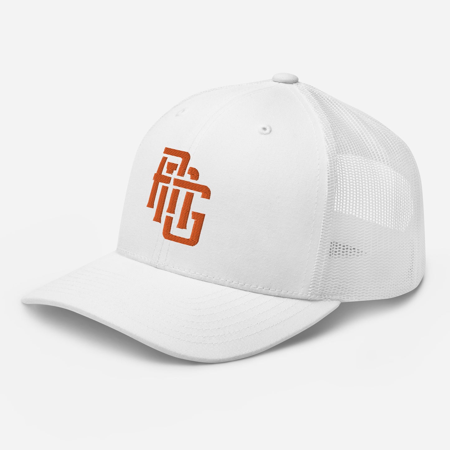 "ANG" Retro Trucker Hat | Yupoong 6606 | E Luna CLASSIC Solocrest 1 Orange Thread Front Logo