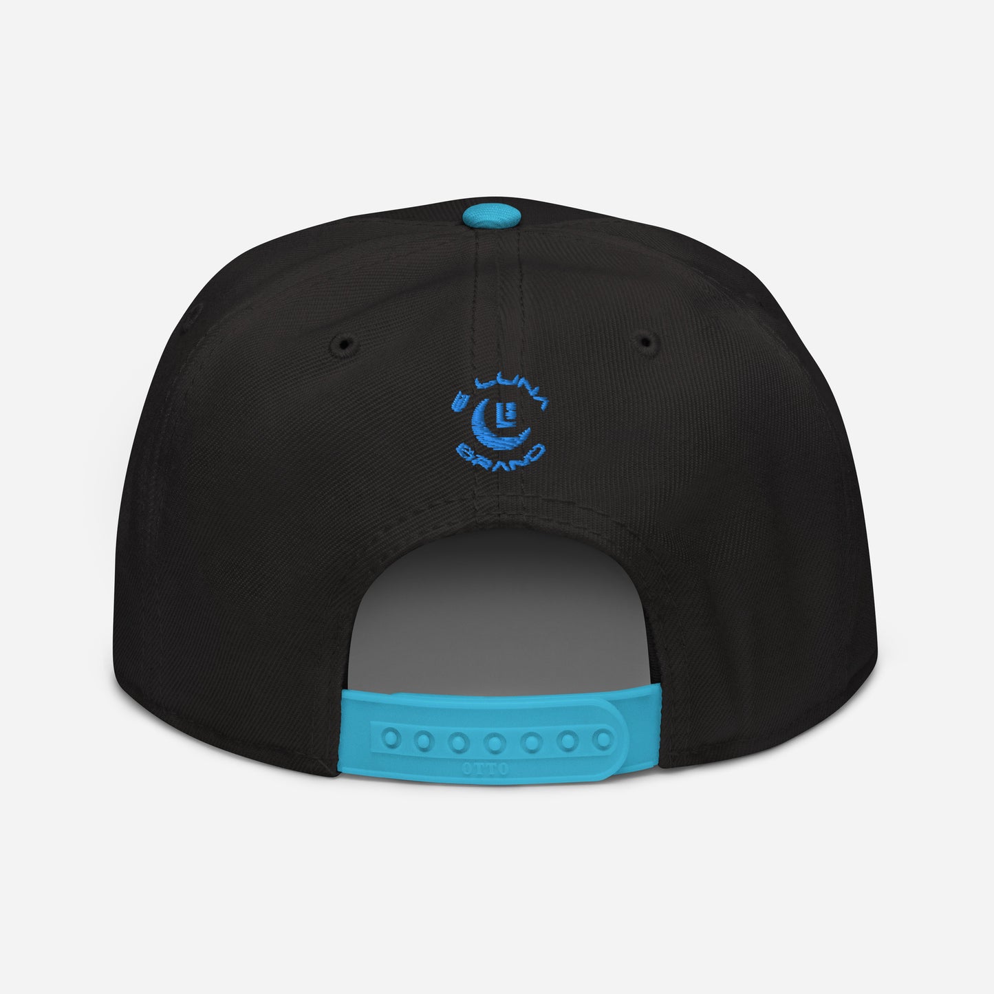 "ANG" Snapback | Otto Cap 125-978 | E Luna Brand SELECT Tricrest 3 Aqua/Teal Thread Front, Left Side & Back Logos