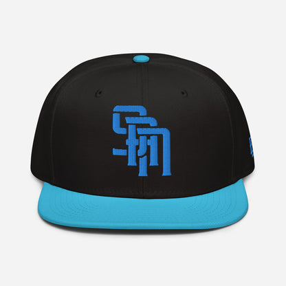 "SAN" Snapback | Otto Cap 125-978 | E Luna Brand SELECT Tricrest 3 Aqua/Teal Thread Logos: Front, Left & Back [3D Puff Edition]