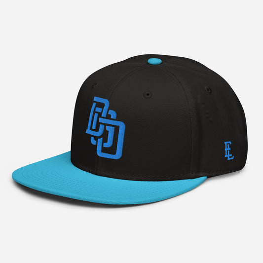 "DGO" Snapback | Otto Cap 125-978 | E Luna SELECT Tricrest 3 Aqua/Teal Thread Front, Left Side & Back Logos