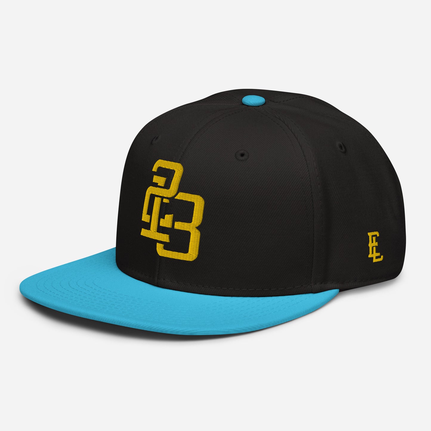 "213" Snapback | Otto Cap 125-978 | E Luna SELECT Tricrest 3 Gold Thread Front, Left Side & Back Logos