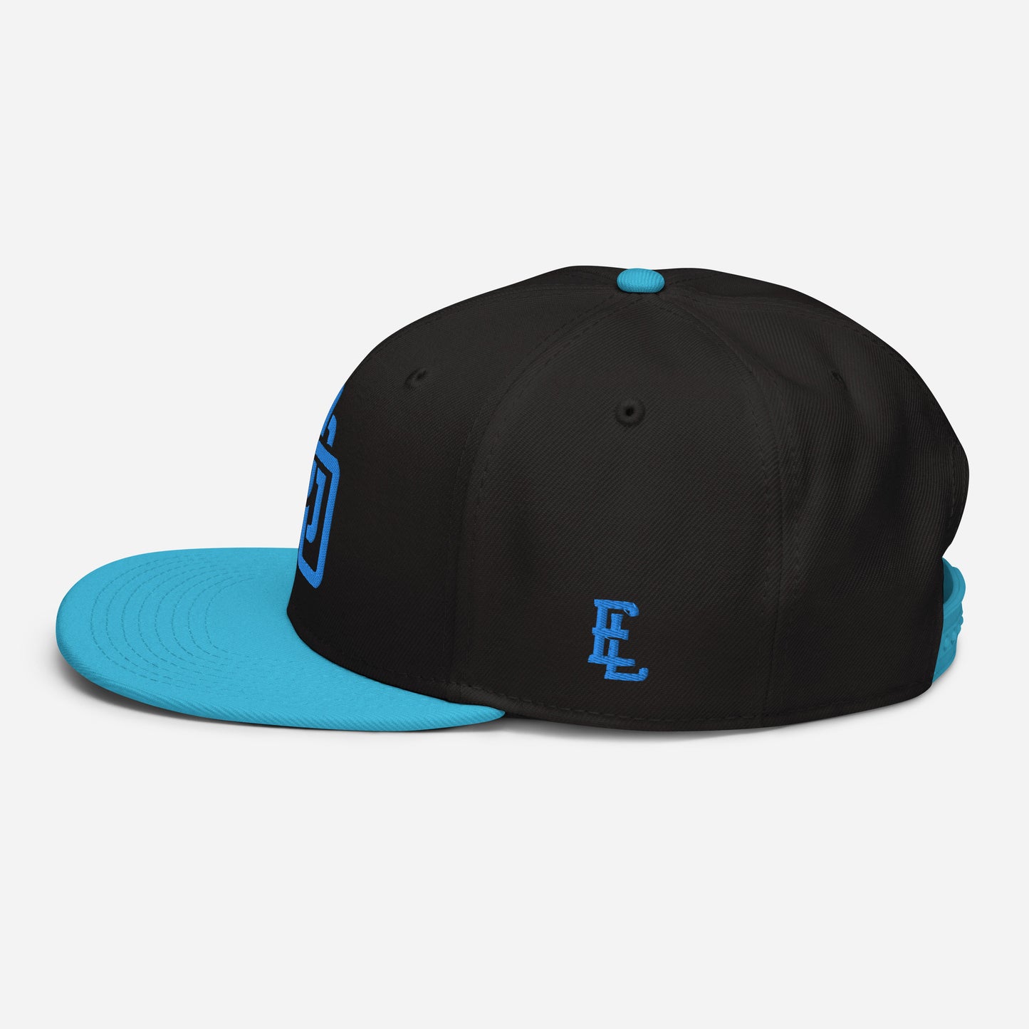 "DGO" Snapback | Otto Cap 125-978 | E Luna ESSENTIAL Duocrest 2 Aqua/Teal Thread Front & Left Side Logos