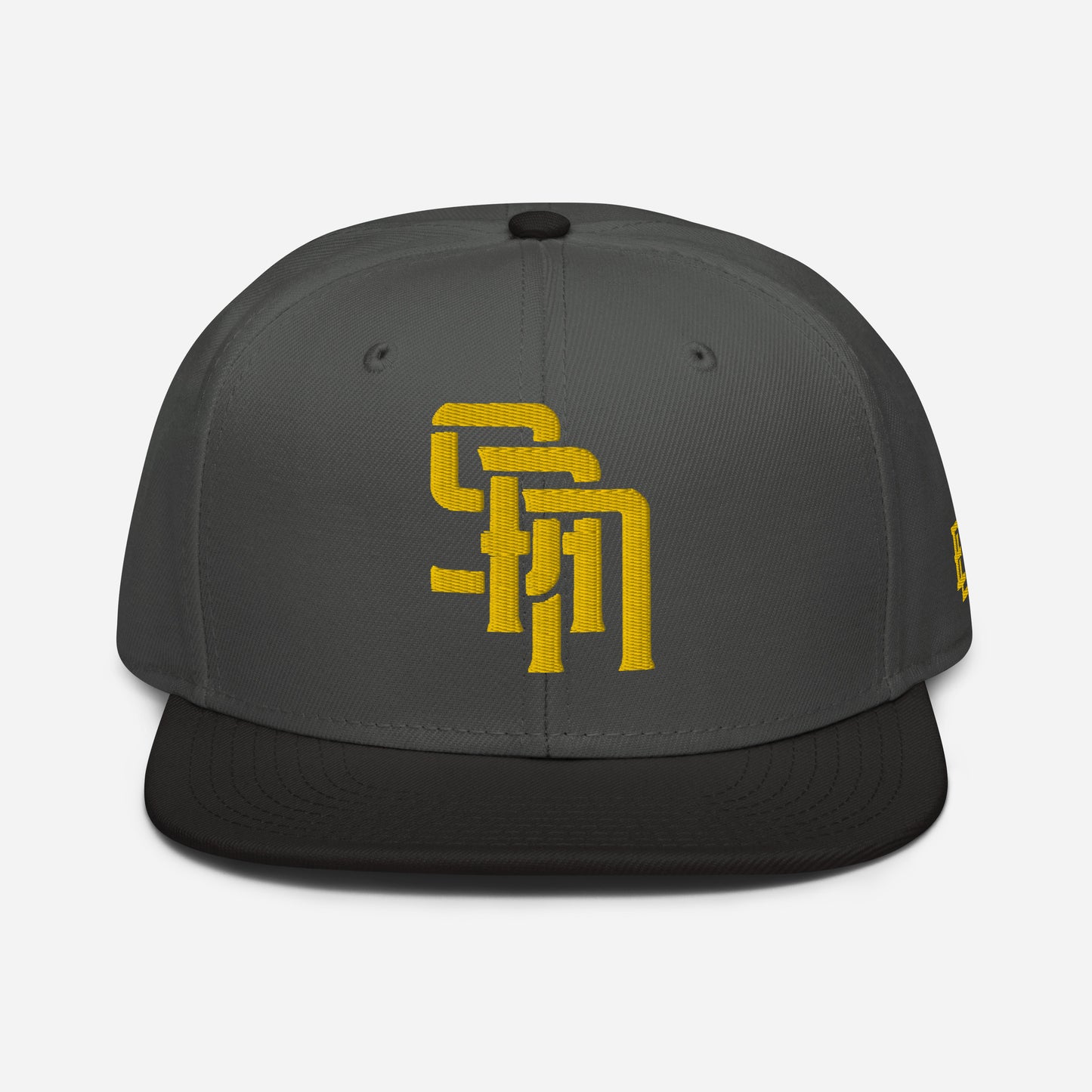 "SAN" Snapback | Otto Cap 125-978 | E Luna Brand SELECT Tricrest 3 Gold Thread Logos: Front, Left & Back [3D Puff Edition]