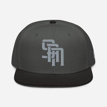 "SAN" Snapback | Otto Cap 125-978 | E Luna Brand SELECT Tricrest 3 Grey Thread Logos: Front, Left & Back [3D Puff Edition]