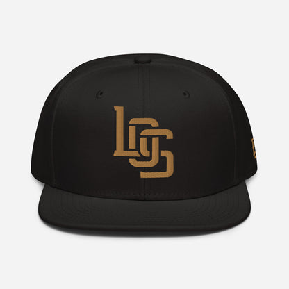 "LOS" Snapback | Otto Cap 125-978 | E Luna ESSENTIAL Duocrest 2 Old Gold Thread Front & Left Side Logos