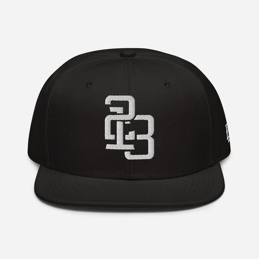 "213" Snapback | Otto Cap 125-978 | E Luna ESSENTIAL Duocrest 2 White Thread Front & Left Side Logos
