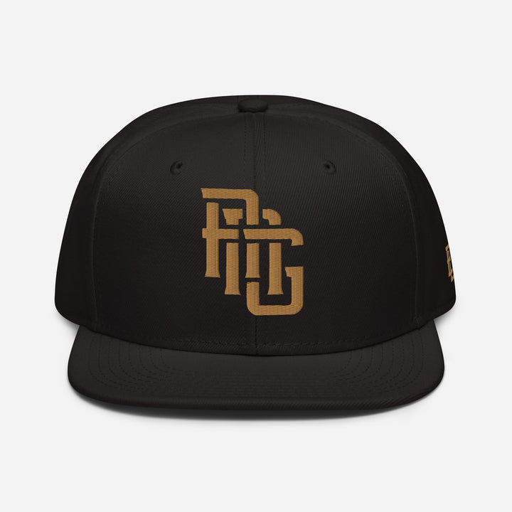 "ANG" Snapback | E Luna Brand ESSENTIAL | 2 Old Gold Thread Logos