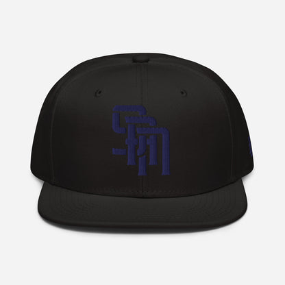 "SAN" Snapback | Otto Cap 125-978 | E Luna Brand SELECT Tricrest 3 Navy Thread Logos: Front, Left & Back [3D Puff Edition]