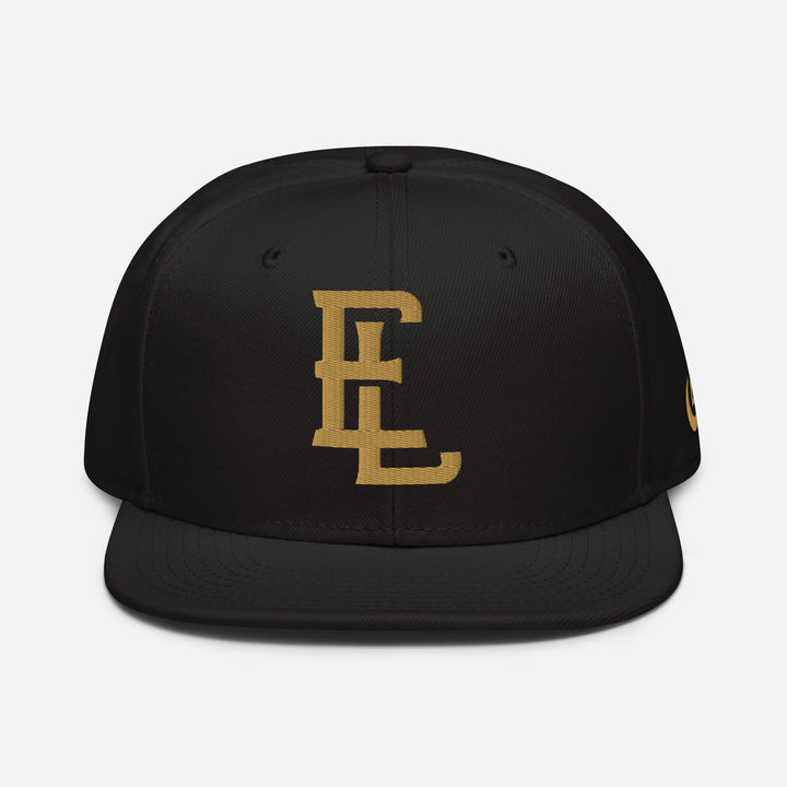 "EL" Snapback | E Luna Brand ESSENTIAL | 2 Old Gold Thread Logos