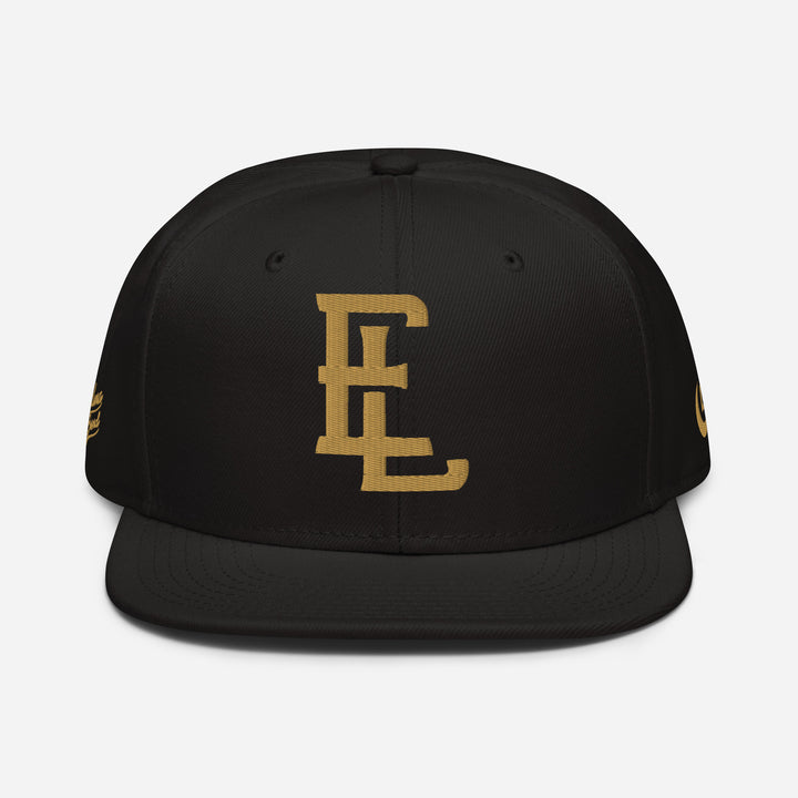 "EL" Snapback | E Luna Brand PREMIUM | 4 Old Gold Thread Logos | 3D Puff Edition