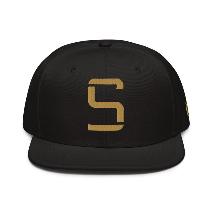 "S" Snapback | E Luna Brand ESSENTIAL | 2 Old Gold Thread Logos | 3D Puff Edition