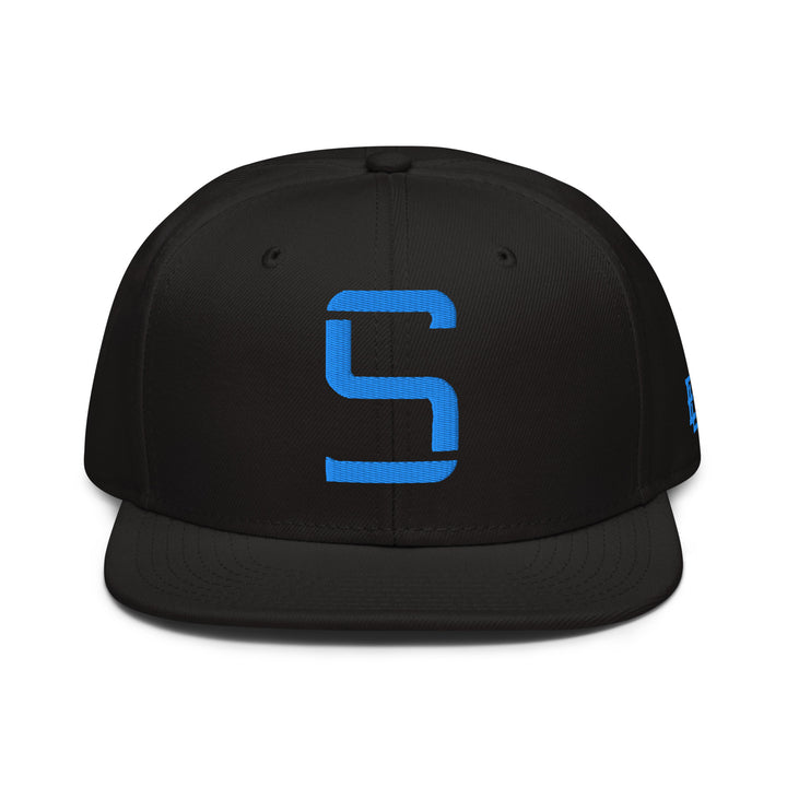 "S" Snapback | E Luna Brand ESSENTIAL | 2 Aqua/Teal Thread Logos | 3D Puff Edition