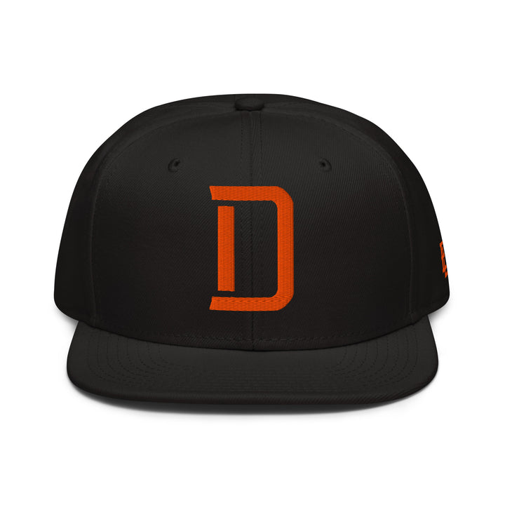 "D" Snapback | E Luna Brand ESSENTIAL | 2 Orange Thread Logos | 3D Puff Edition