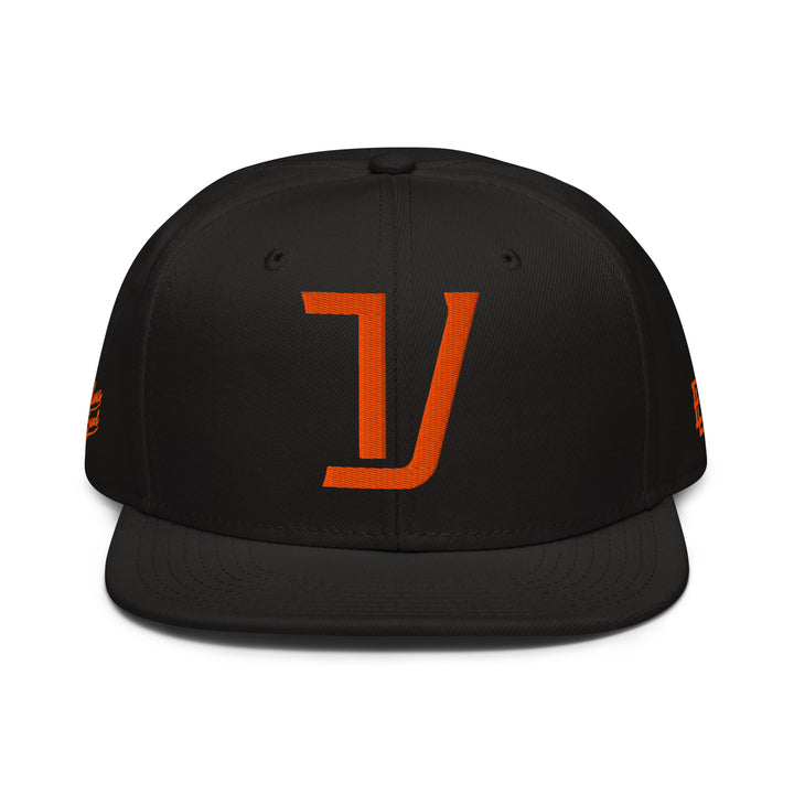 "V" Snapback | E Luna Brand PREMIUM | 4 Orange Thread Logos | 3D Puff Edition
