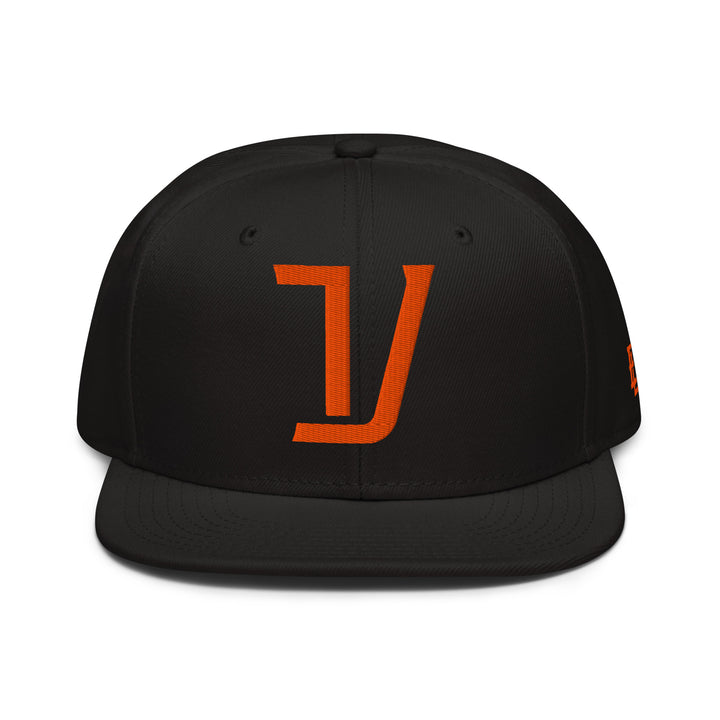 "V" Snapback | E Luna Brand ESSENTIAL | 2 Orange Thread Logos | 3D Puff Edition
